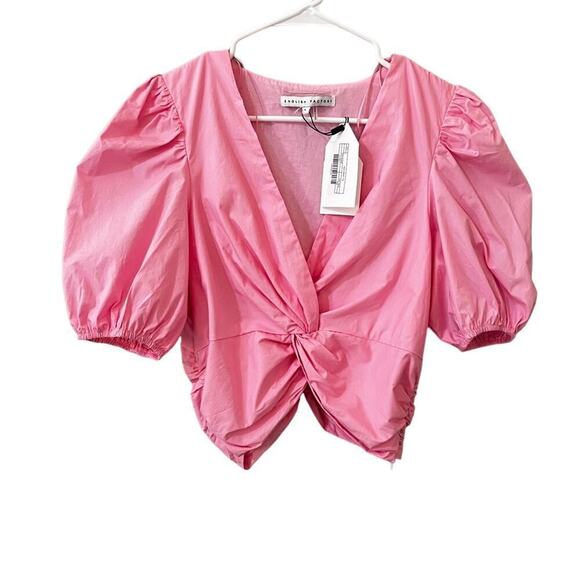 ENGLISH FACTORY Women's Twist Detail Top new with tags size large pink - Picture 2 of 6